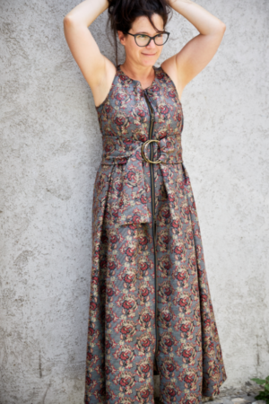 שמלת ג'קארד עיטורי פרחים